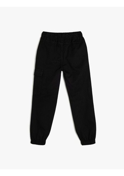 Koton Beli Bağcıklı Cep Detaylı Pamuklu Jogger Eşofman Altı Siyah 5wkb40083tw Siyah