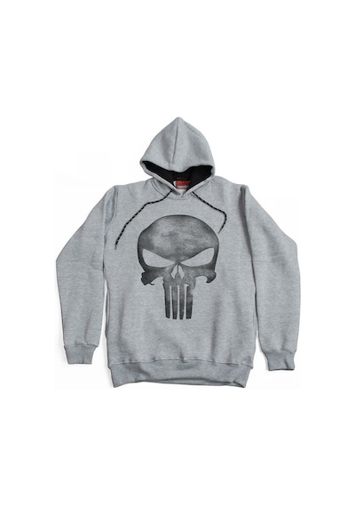 The Punisher Vintage Hoodie Kapüşonlu Sweatshirt Gri Çok Renkli