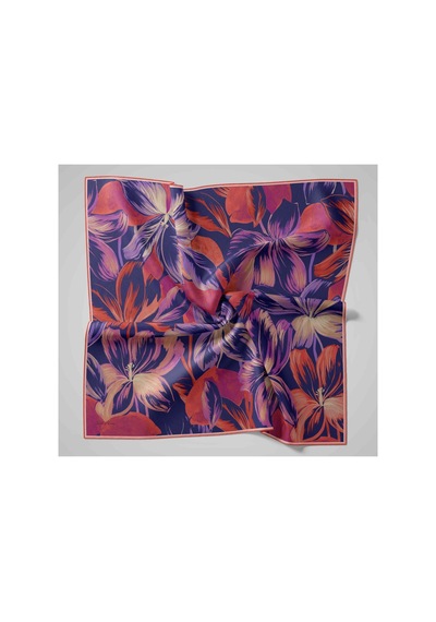 Silk Home Twill İpek Eşarp - 11480-64 Morcivert Turuncu