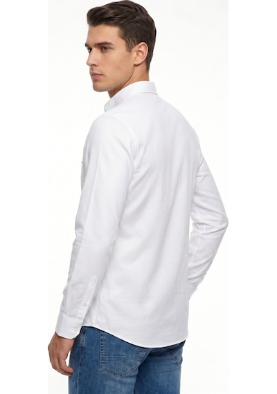 Artı Erkek Spor Slim Fit Uzun Kol Likralı Gömlek Bgl-st05465 Beyaz