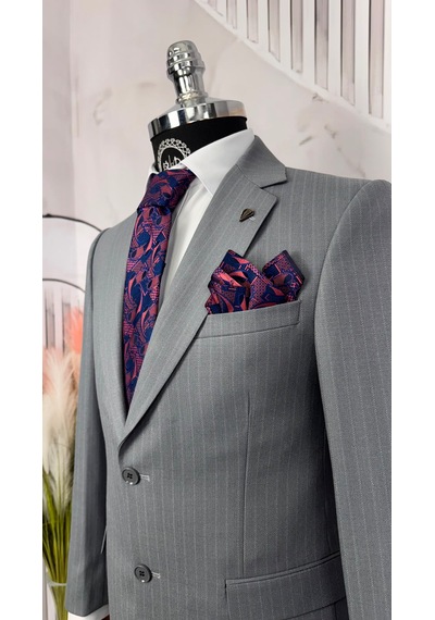 Dupont Classics Dupont Erkek Slim Fit Mono Yaka 6 Drop Viskon 2 Li Takım Elbise Açık Gri Dupont Classics Dupont Erkek Slim Fit Mono Yaka 6 Drop Viskon 2 Li Takım Elbise Açık Gri