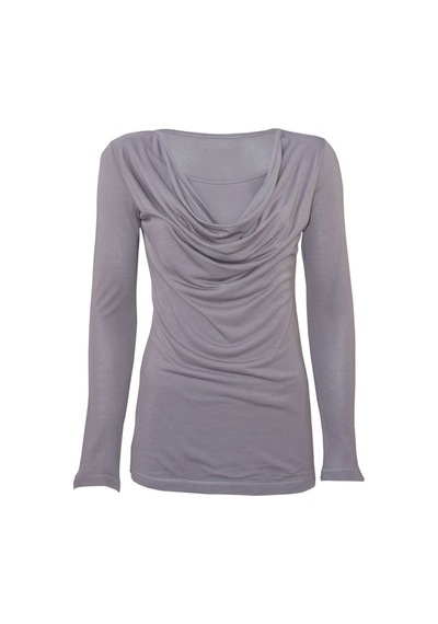 Bulalgiy Kadın Taş Degaje Yaka T-shirt - Bga096575 Taş