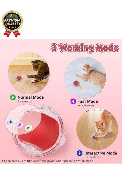 Özel Üretim Yumuşak Küçük Boyutlu Şarj Edilebilir Etkileşimli Eğlenceli Yuvarlanan Kedi Top Oyuncağı