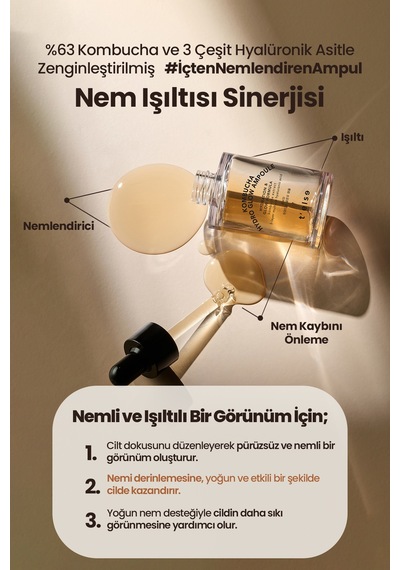 Cilde Parlak Görünüm Kazandıran Aydınlatıcı Ve Nemlendirici Ampul T Else Kombucha Hydro Glow Ampoule