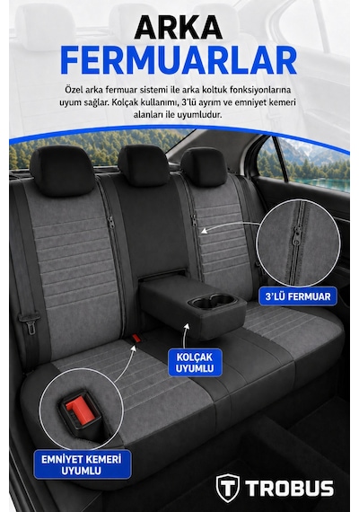 Volvo V40 2012-2019 Uyumlu Apex Serisi Füme Oto Koltuk Kılıfı