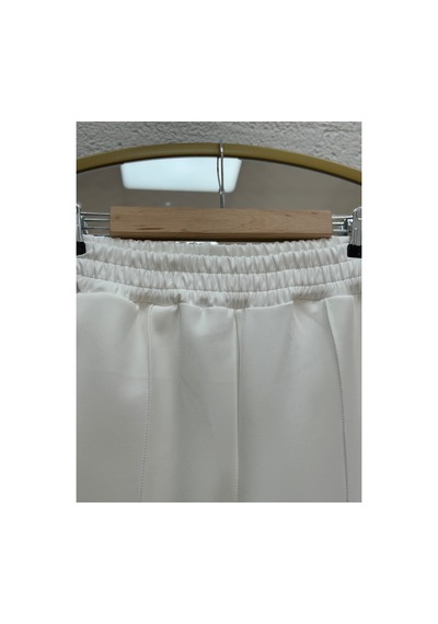 Unika Boutique Zayna Bol Paça Çımalı Skuba Dalgıç Pantolon-mt3555 Beyaz
