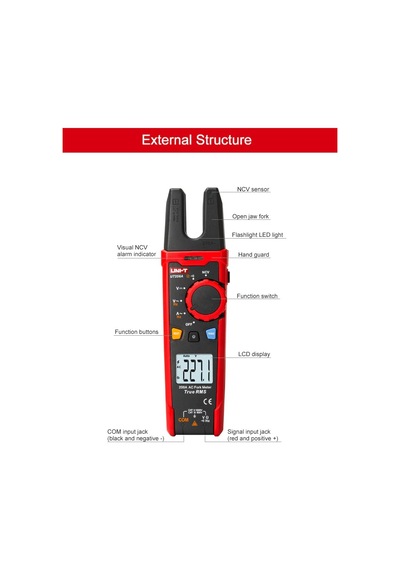 Uni-trend Multimeter Clamp Meter Ut256a Ut256b Ture Rms Digital Clamp Fork Meter Multimeter Ac/dc Voltage Current Resist