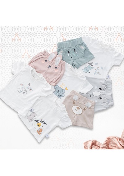 Gezenbebe Hero Kısa Kol Desenli Bebek T-shirt Ve Nakışlı Şort Seti Yeşil