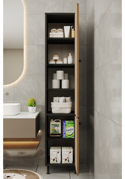 Aeka Ae-2028 Soft 2 Kapaklı Çok Amaçlı Dolap 40x180 Cm Raflı Dar Yüksek Boy Banyo Çok Bölmeli Depolama Dolabı Antrasit - Çam Aeka Ae-2028 Soft 2 Kapaklı Çok Amaçlı Dolap 40x180 Cm Raflı Dar Yüksek Boy Banyo Çok Bölmeli Depolama Dolabı Antrasit - Çam