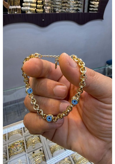 3 Lü Gözlü Bileklik Altın