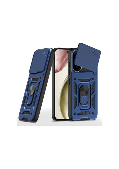 Caseonn Vivo X200 Fe Kılıf Sürgülü Kamera Korumalı Yüzüklü Mıknatıslı Tank Kapak Lacivert