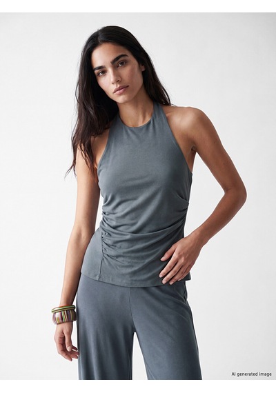 Lcw Vision Mavi Halter Yaka Büzgülü Bluz