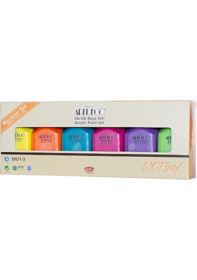 Akrilik Boya Seti 6x75 Ml Makaron 1 Paket Artdeco Akrilik Boya 6 Renk 75 Ml Makaron Renkler Yumuşak Pastel Renk Diğer