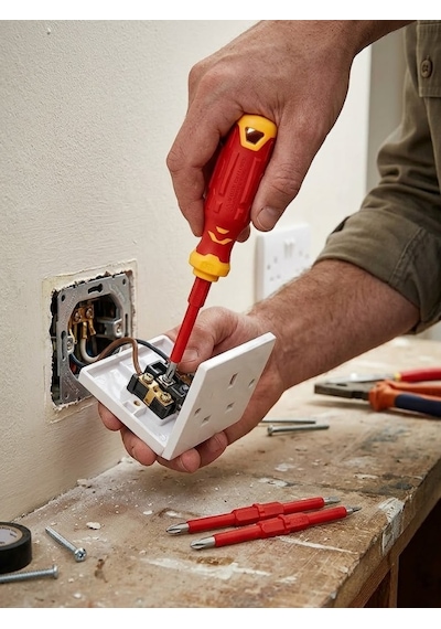 Mucit Home 4 Parça İzoleli Elektrikçi Tornavida Seti Mıknatıslı Yıldız Düz Tornavida Set Tak Çıkar