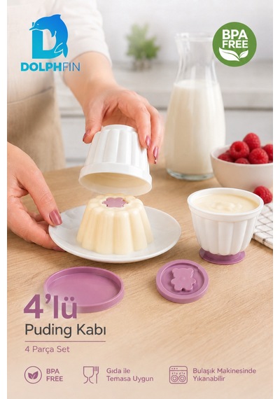 4 Lü Kapaklı Puding Kabı Bpa Free Mikrodalgaya Uygun Tatlı Ve Muhallebi Kalıbı Çok renkli