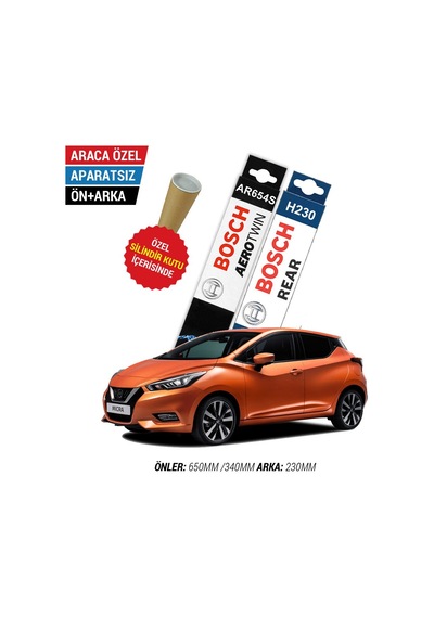 Bosch Aerotwin Nissan Micra Ön Arka Silecek Seti (2019-2022)