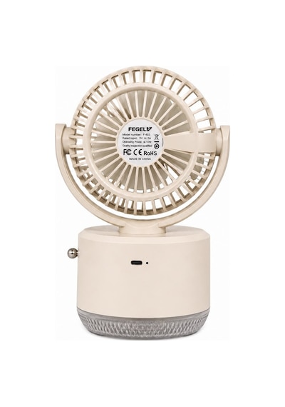 Fegel FG-03 Masaüstü Şarjlı Nemlendiricili Otomatik Dönüşlü LED Işıklı Fan