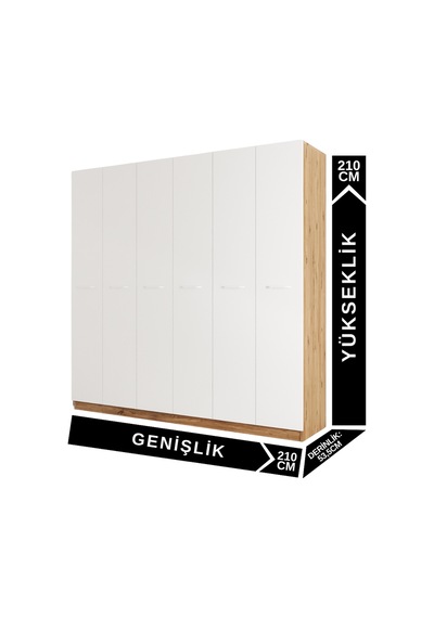 Aeka Ae-2190 Hisar 6 Kapaklı Çok Bölmeli Askılı Ve Raflı Geniş Hacimli Gardırop 210x210 Cm Atlantik Çam - Beyaz Aeka Ae-2190 Hisar 6 Kapaklı Çok Bölmeli Askılı Ve Raflı Geniş Hacimli Gardırop 210x210 Cm Atlantik Çam - Beyaz