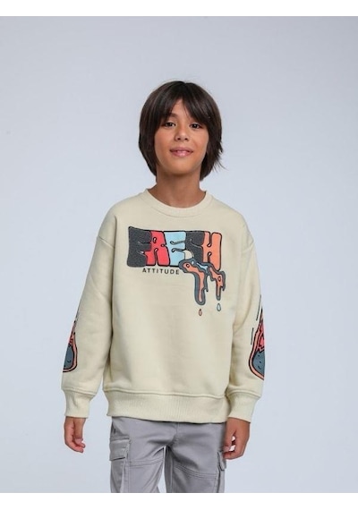 Jack Lions Erkek Bebek Fresh Dokulu İnce Şardonlu 3 İplik Sweatshirt-14748 Bej