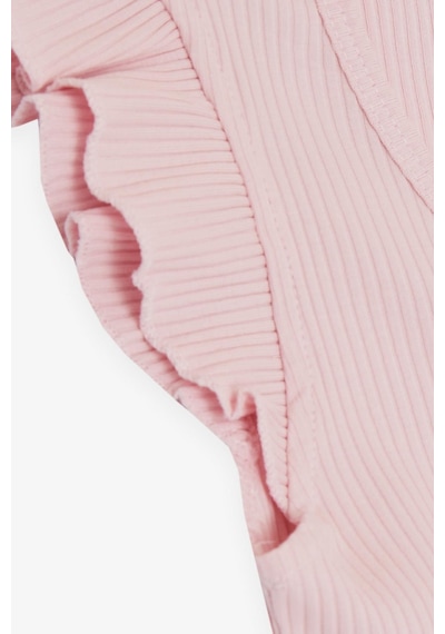 Breeze Kız Çocuk Crop Tişört Bağcıklı Fırfırlı 8-14 Yaş, Pembe-pembe Pembe