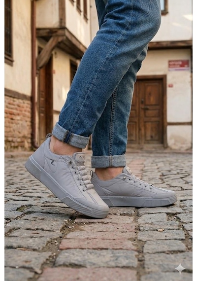 Fort Noka Champ Rahat Memory Foam İç Taban Keten Sneaker Erkek Ayakkabı Gri