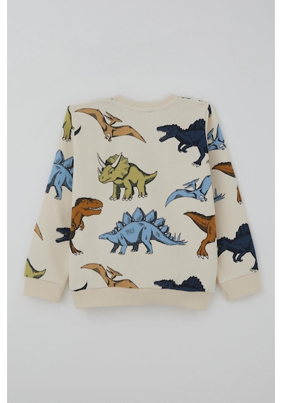 Breeze Erkek Çocuk Eşofman Takımı Kükreyen Güçlü Dinozorlar Desenli 1.5-5 Yaş, Krem