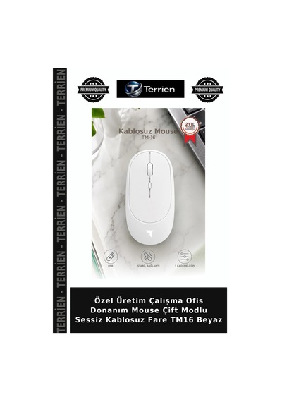 Özel Üretim Çalışma Ofis Donanım Mouse Çift Modlu Sessiz Kablosuz Fare Tm16 Beyaz