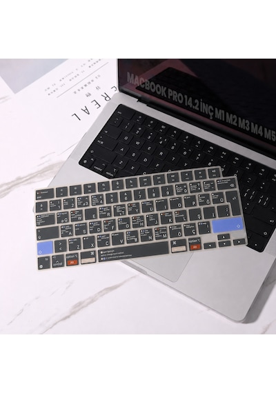 Macbook Pro 14.2 İnç M1 M2 M3 M4 M5 A2442 A2992 Uyumlu Türkçe Q Kısayollu Klavye Koruyucu Silikon Diğer