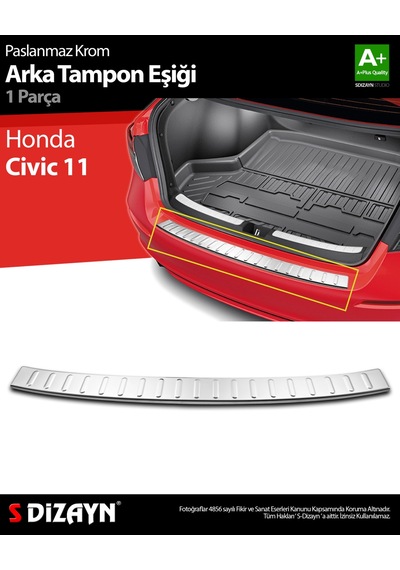 S-dizayn Honda Civic 11 Krom Arka Tampon Eşiği 2021 Üzeri