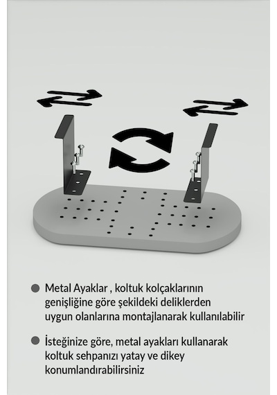 Zigon Sehpa Yan Sehpa Ayarlanabilir Tepsi Oval Dekoratif Modern Yatay Dikey Koltuk Sehpası Beyaz Beyaz