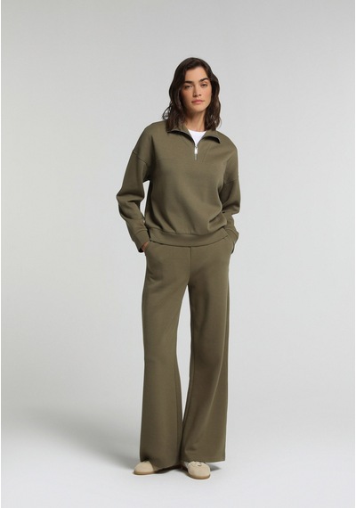 Colin's Colins Regular Fit Fermuarlı Düz Kadın Yeşil Sweatshirt Cl1080743 Q1.v2 Kha Haki