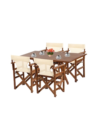 Yönetmen Katlanır Ahşap Bahçe Balkon Seti: 70x120 Masa+4 Sandalye Kahverengi Yönetmen Katlanır Ahşap Bahçe Balkon Seti: 70x120 Masa+4 Sandalye Kahverengi