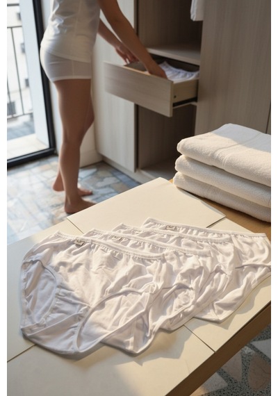 Papatay 8809 Esnek Yumuşak Kumaş Pamuklu , Likralı 4'lü Paket Kadın Büyük Beden Külot Battal Boy Beyaz Beyaz Papatay 8809 Esnek Yumuşak Kumaş Pamuklu , Likralı 4'lü Paket Kadın Büyük Beden Külot Battal Boy Beyaz Beyaz