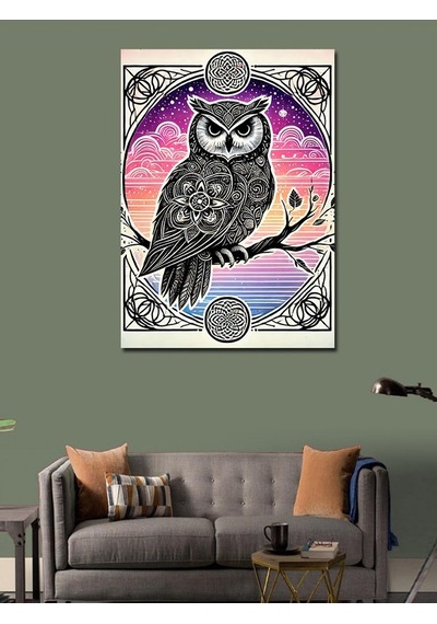 Kanvas Tablo Geometrik Baykuş Motifi 100cmx140cm