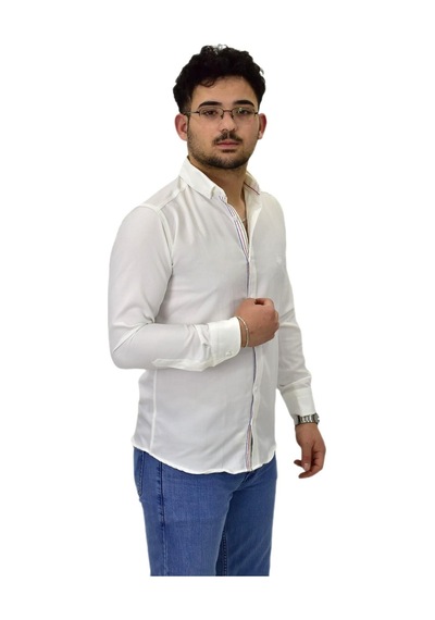 Erkek Spor Silim Fit Gömlek Bgl-st04479 Beyaz