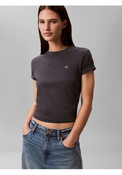 Calvin Klein Ss Monogram Crew Tee, 4xn Gri Kadın T-shirt