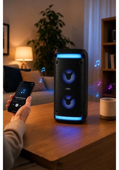 Bluetooth Hoparlör Rgb Işıklı Kablosuz Speaker Gts-2088 Siyah Seyyar Ofis Mini Boyut