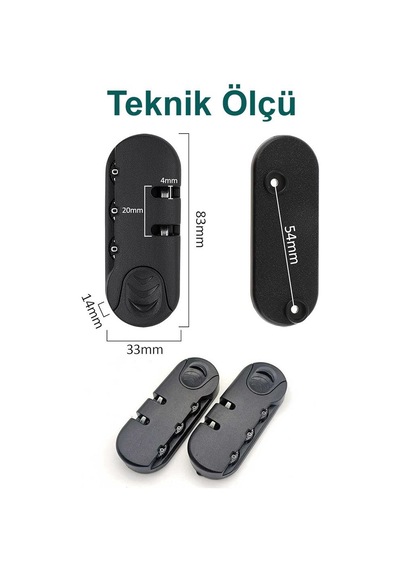 Hafif & Güvenli 3 Haneli Valiz Şifresi 2 Adet Altın