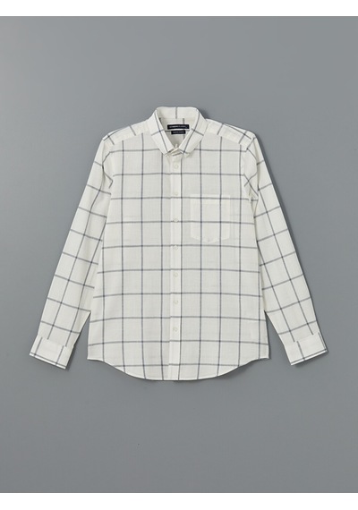 Lcwaıkıkı Classic Beyaz Regular Fit Uzun Kollu Ekose Poplin Erkek Gömlek