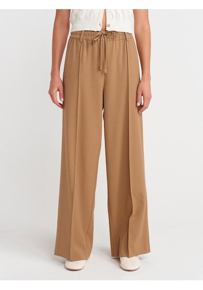 Dilvin 72170 Geniş Paça Yumuşak Pantolon-camel Camel