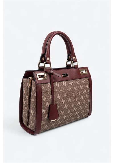Silver Polo Sp1174 Kadın El Çantası Monogram Kahve-bordo