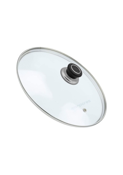 Tencere Tava Sahan İçin Buhar Delikli  14 Cm Cam Kapak+Siyah Tepe Orta Boy