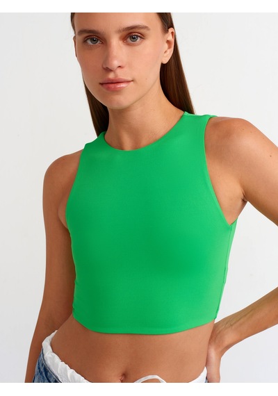 Dilvin Poliamid Crop Top Yeşil
