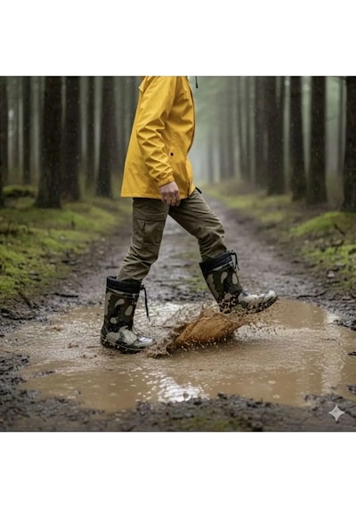 Raining Su Geçirmez Kamuflaj Yağmur Çizmesi Kaymaz Taban Ou... Kahverengi