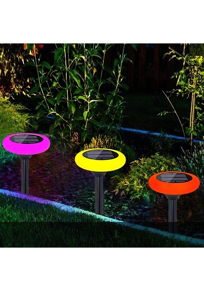 Güneş Enerjili Yuvarlak Saplamalı Rgb Çok Renkli Bahçe Aydınlatma