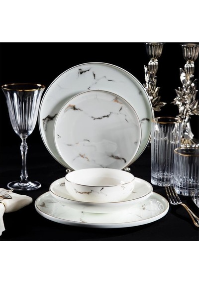 Massimo Marble Gold 6 Kişilik 24 Parça Yemek Takımı