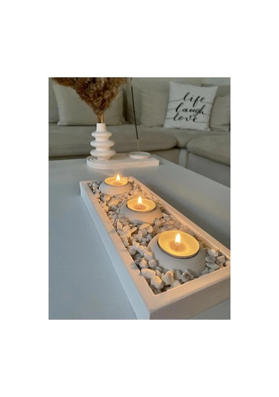 Beyaz Tabaklı Beton Mumluk, Şık Ve Modern Dekorasyon İçin Ideal