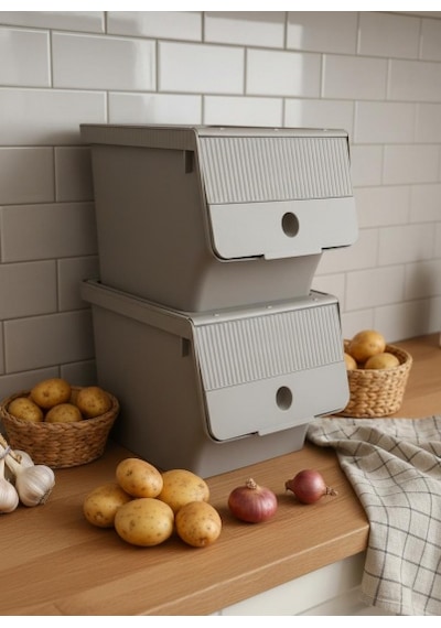Vizon 2'li 13,5 Lt Modubox Kayar Kapaklı Saklama Kabı & Patates Soğan Kovası & Erzak Kutusu Diğer