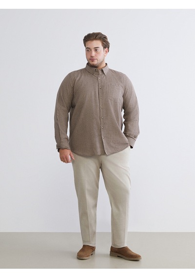 Lcwaıkıkı Classic Kahverengi Regular Fit Uzun Kollu Ekose Erkek Gömlek
