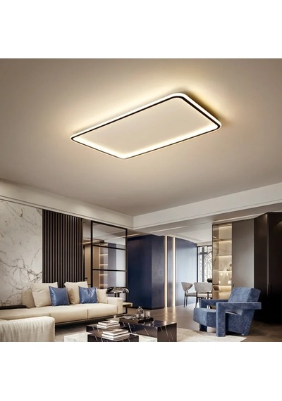 Siyah 60x40 cm Dikdörtgen 3000K Sarı Işık Led Modern Aydınlatma